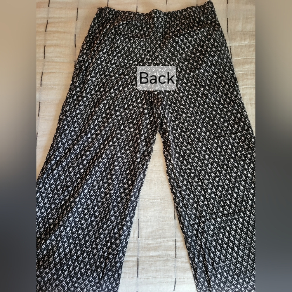 Elevenses By Anthropologie Black & White Ikat Wide-Leg Pants XL - Picture 11 of 16